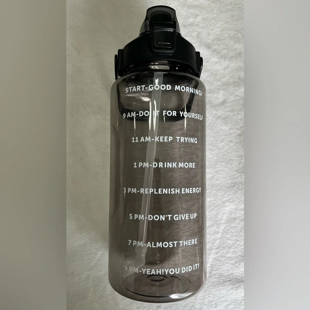 Motivational 64oz water bottle in light black/clear NYE Resolution! New!! - Picture 1 of 3